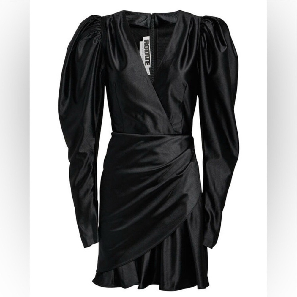 Rotate Birger Christensen No. 24 Black Satin Mini Dress Sz 4